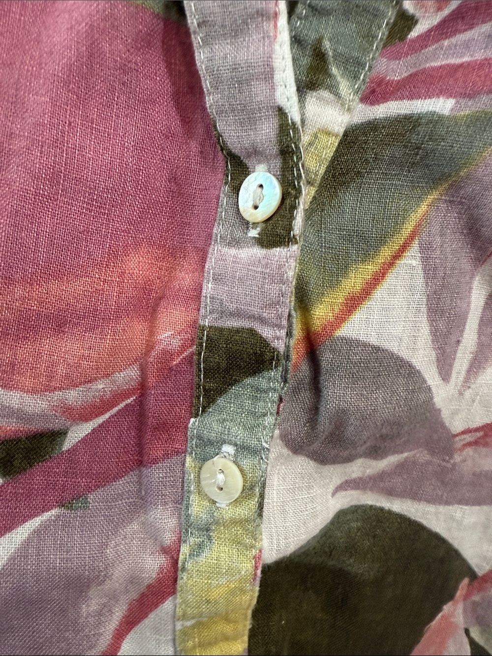 Tahari 100% Linen Floral Button Blouse Resort Vacation Beach High Low Top 1X - Picture 8 of 13